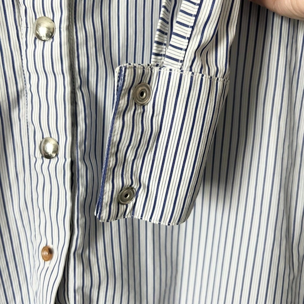 Victoria Tomas French Striped Cotton Button Down Shirt Blouse Size 4 US 36 FR - Picture 5 of 7